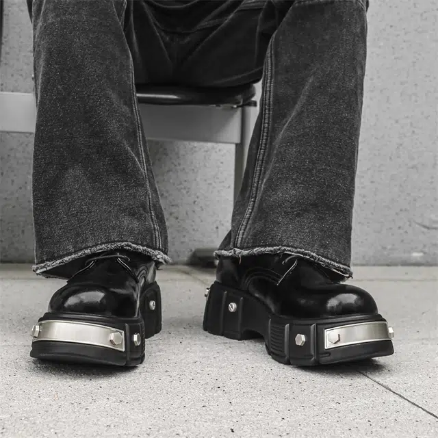 健休 二层牛皮 大头增高舒适百搭 休闲鞋 男款 黑色