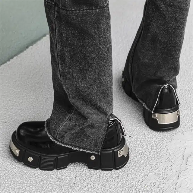 健休 二层牛皮 大头增高舒适百搭 休闲鞋 男款 黑色