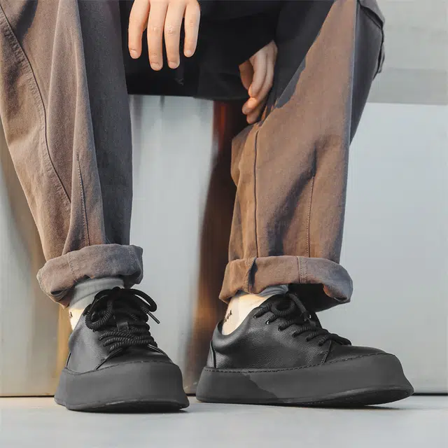 健休 牛皮 简约 防滑 低帮 板鞋 男款