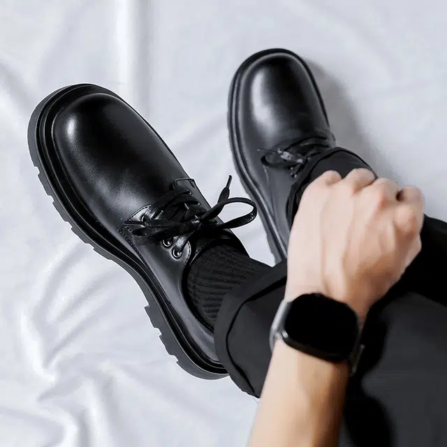 健休 二层牛皮 舒适风雅 男士休闲皮鞋 男款 黑色