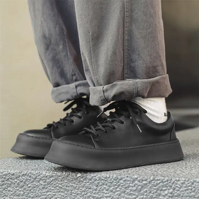 健休 牛皮 简约 防滑 低帮 板鞋 男款