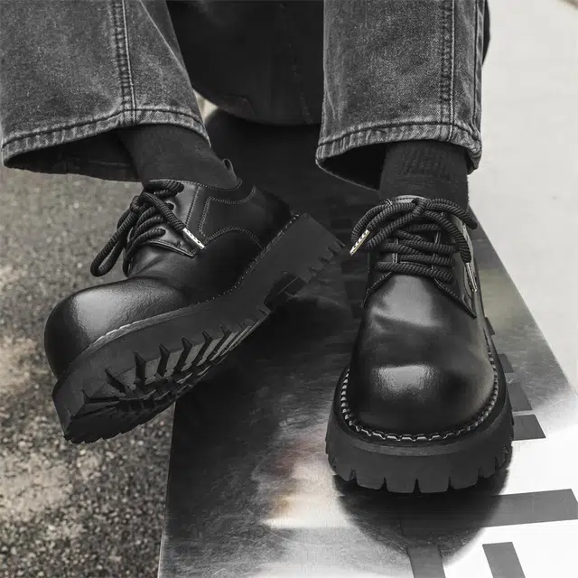 健休 二层牛皮 时尚舒适 简约百搭 休闲鞋 男款 黑色