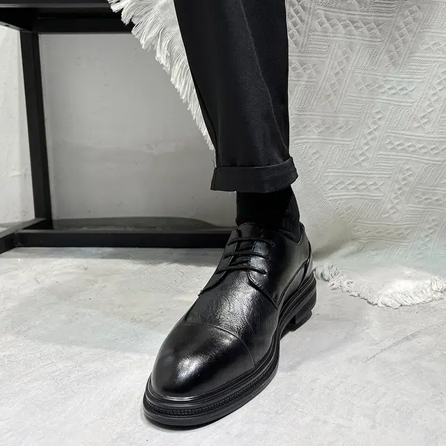 健休 二层牛皮 经典休闲 英伦风 正装皮鞋 男款 黑色