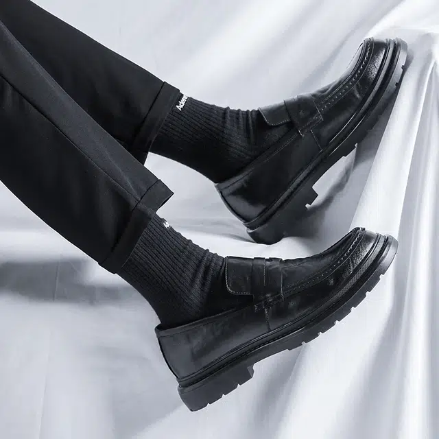 健休 二层牛皮 时尚潮流 百搭舒适 休闲鞋 男款 黑色