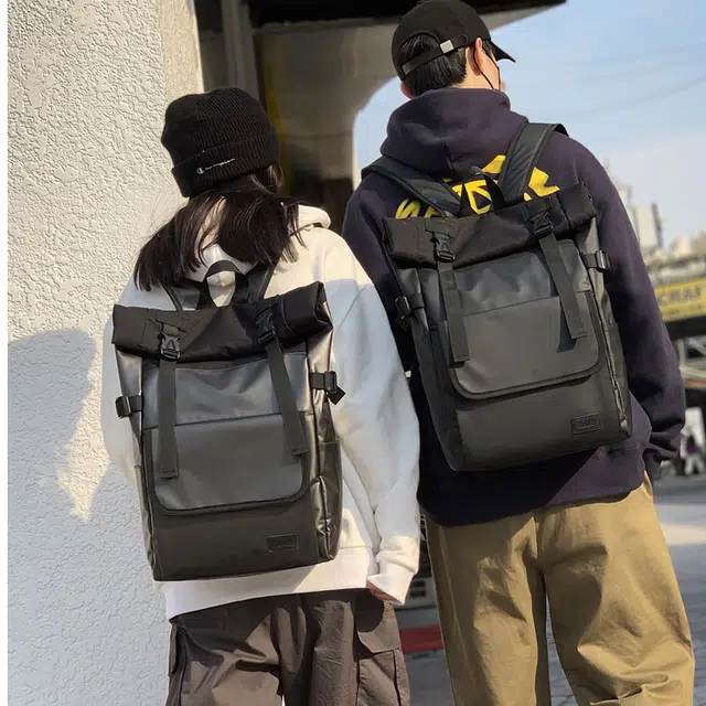 芭菲尼 高级感小众时尚百搭韩版大容量学生潮流街头出行必备旅行背包防泼水通用 牛津布 双肩包 常规 男女同款情侣款 黑色 灰色