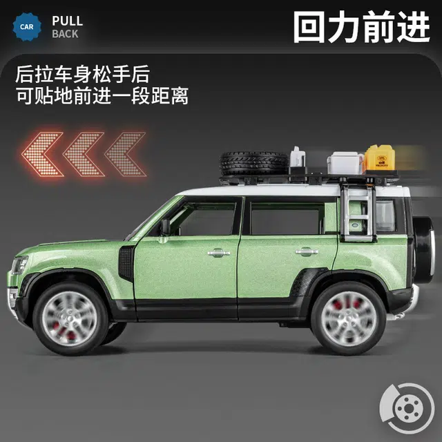 驰誉模型 路虎卫士越野车 军绿 合金车模回力声光仿真玩具汽车模型收藏摆件 成品模型