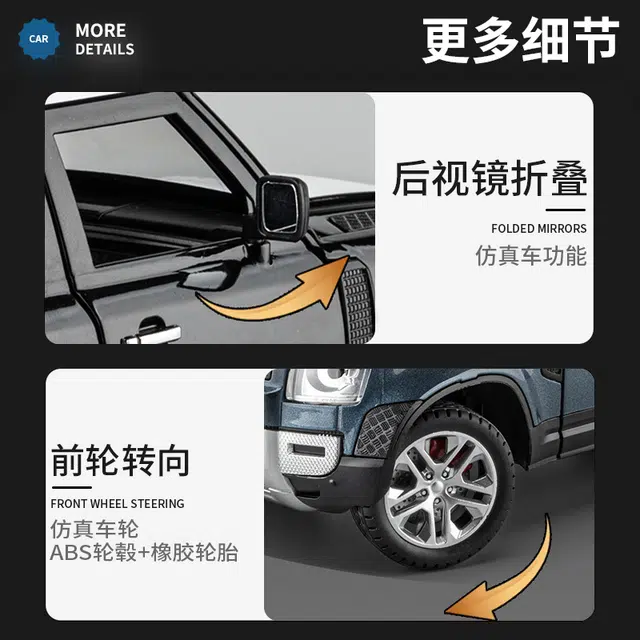 驰誉模型 路虎卫士越野车 军绿 合金车模回力声光仿真玩具汽车模型收藏摆件 成品模型