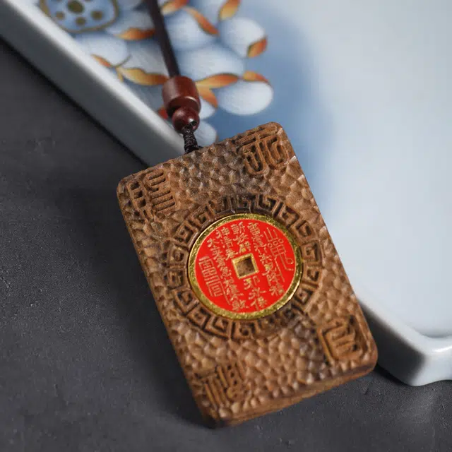 喜宝春花 天官赐福 诸事喜乐国风小众新中式复古新中式百搭福禄吉祥时尚百搭好运 檀木 项链 男女同款情侣款