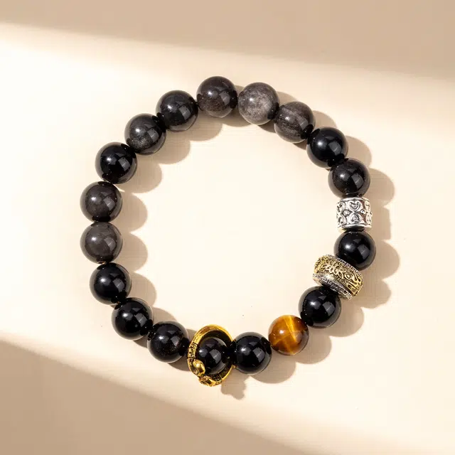 喜宝春花 时来运转 黑曜石 手串 男女同款情侣款