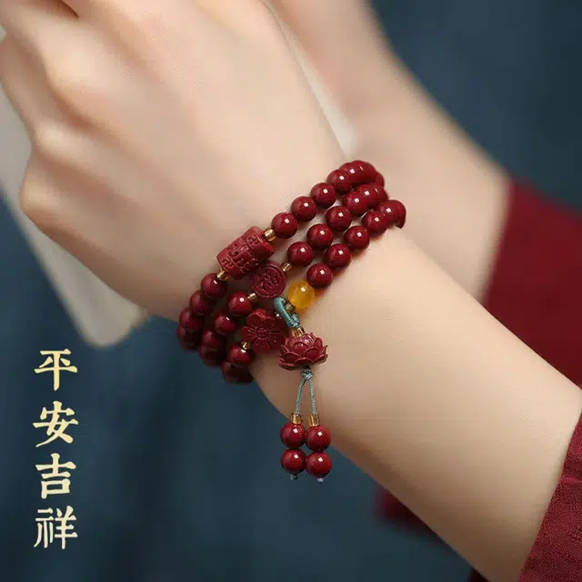 【灵隐上上签好运莲莲】 喜宝春花 国风新中式国潮佛珠转运珠 多圈叠戴 爱情事业上岸莲花 繁花似锦 福禄吉祥 血檀 手串 男女同款情侣款