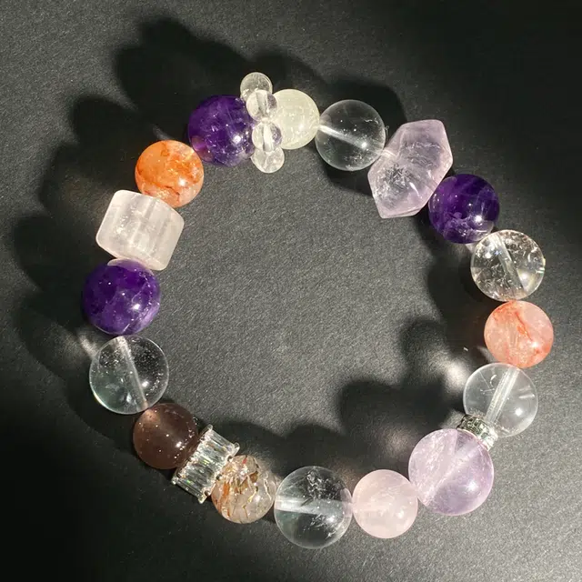 【灵隐上上签九紫离火】 喜宝春花 黑金超七转运珠财运亨通白水晶佛珠国风新中式正缘桃花粉水晶百搭#好运天然 紫水晶 手串 男女同款情侣款