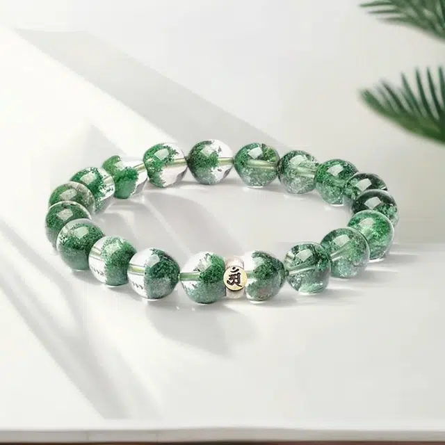 【龙虎山聚宝盆财富流通处】 喜宝春花 绿野仙踪绿幽灵财运亨通 水逆退散 新中式佛珠转运珠高级百搭#好运处理 绿幽灵 手串 男女同款情侣款