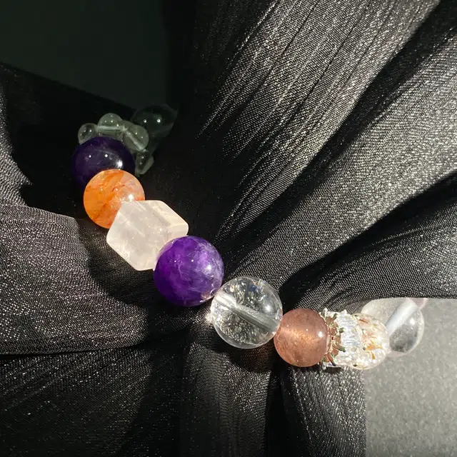 【灵隐上上签九紫离火】 喜宝春花 黑金超七转运珠财运亨通白水晶佛珠国风新中式正缘桃花粉水晶百搭#好运天然 紫水晶 手串 男女同款情侣款