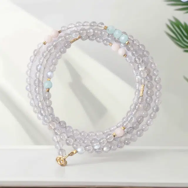 喜宝春花 圆珠多圈  诸事喜乐国风小众新中式复古新中式百搭福禄吉祥时尚百搭好运 白水晶 手串 男女同款情侣款