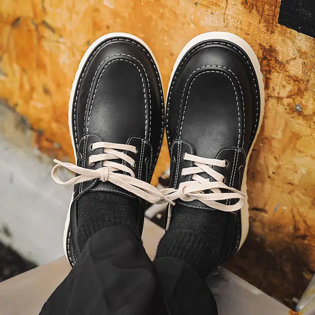 百伦韩 二层牛皮 厚底增高 复古时尚 低帮 生活休闲鞋 男款