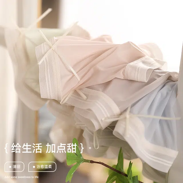 草本初色 冰丝抗菌纯棉裆透气超薄网纱少女高弹舒适柔软夏季薄款内裤 女款