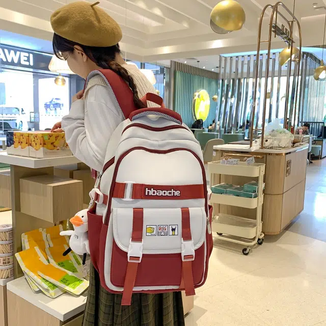 三只小鸭 大容量轻便 尼龙 双肩包 女款 黑色/红色/卡其色/绿色