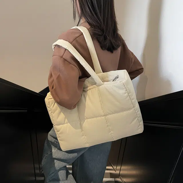 三只小鸭 简约托特包上课通勤 布 单肩包 女款 米白/卡其/灰色/黑色