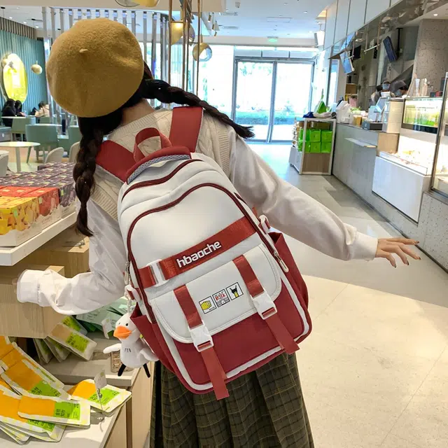 三只小鸭 大容量轻便 尼龙 双肩包 女款 黑色/红色/卡其色/绿色