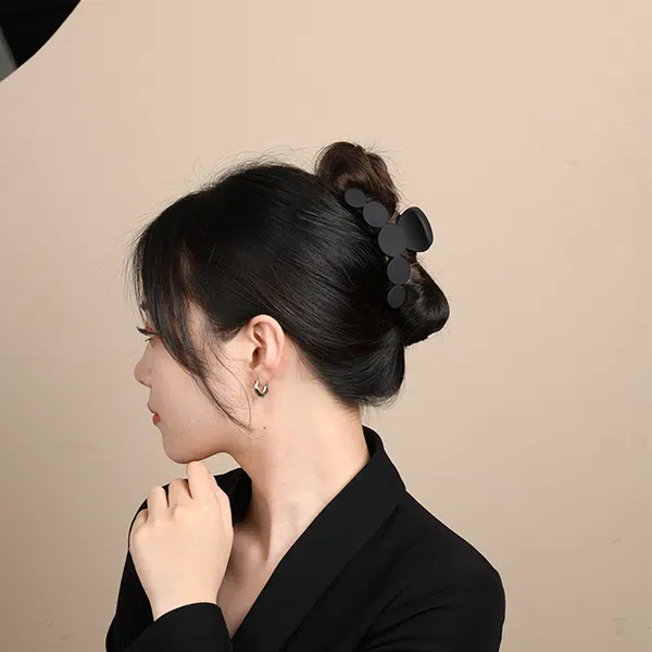 左欧 高级感磨砂鲨鱼夹黑色大号后脑勺盘发 发夹 女款