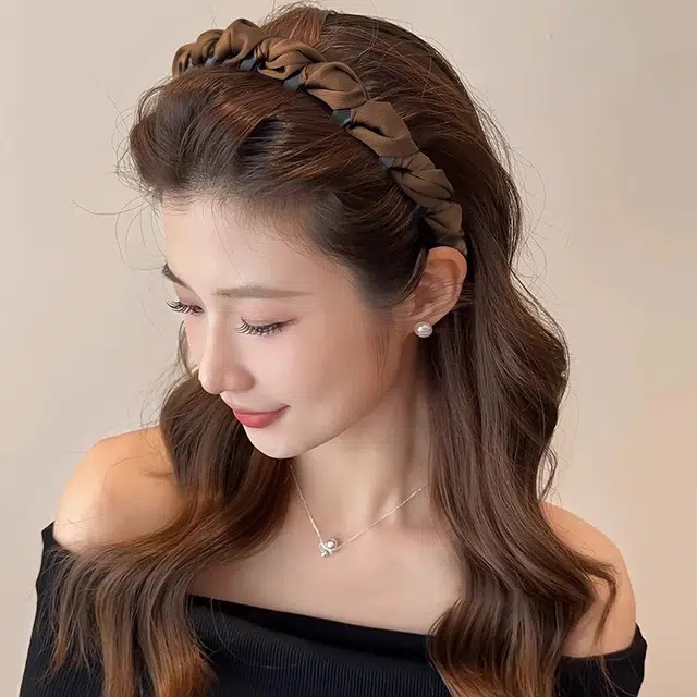 左欧 黑色高颅顶绝美带齿蓬松高级感 布艺 发箍 女款
