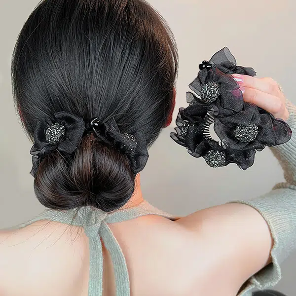 左欧 丸子头盘发高马尾蝴蝶结 发夹 女款