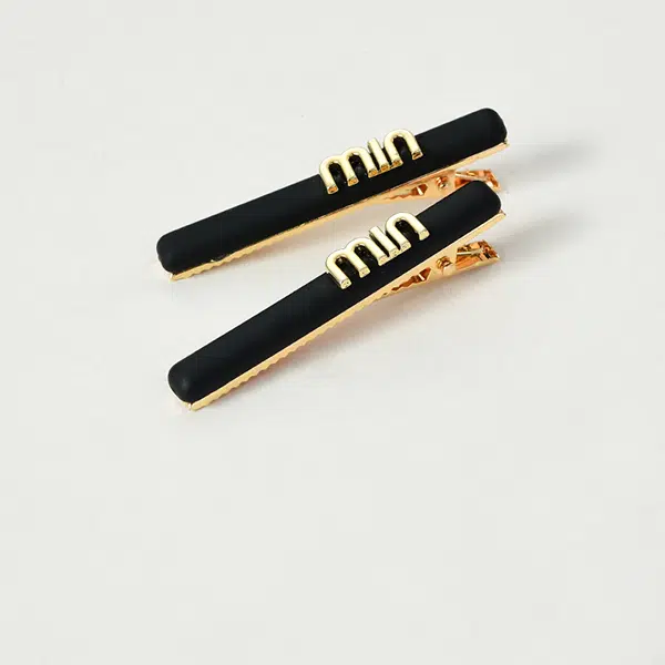 左欧 精致轻奢前额刘海夹简约休闲黑金字母侧边发夹无痕碎发 边夹 女款