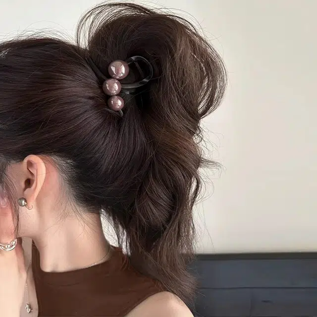 左欧 气质高级感珍珠后脑勺发量少 亚克力 发夹 女款