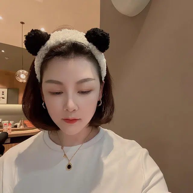 左欧 熊猫超萌卡通防滑压发 发箍 女款