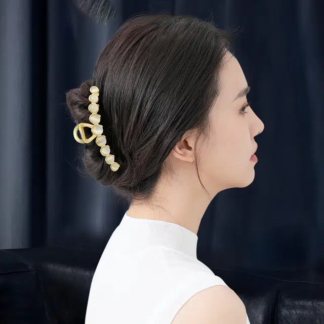 左欧 轻奢高级感猫眼石后脑勺 合金 发夹 女款