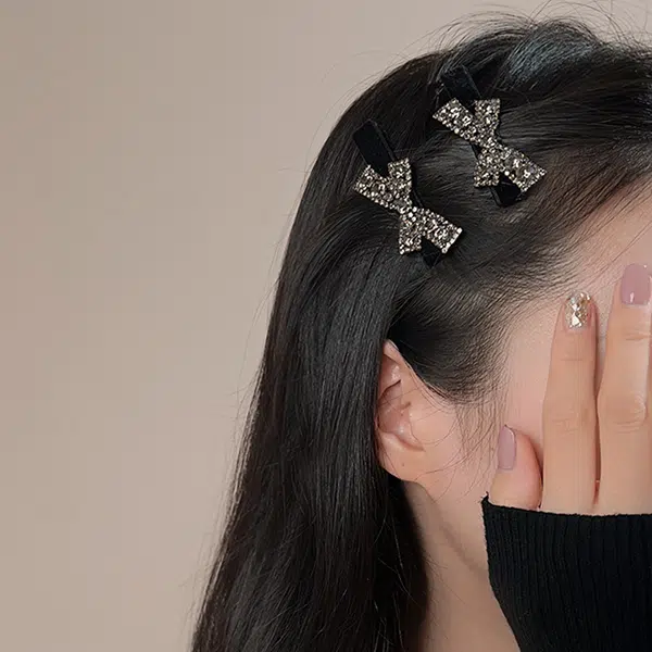 左欧 蝴蝶结八字刘海夹侧边 发夹 女款