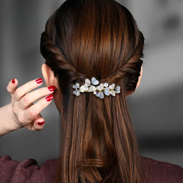 左欧 高端后脑勺弹簧夹气质顶夹发卡小号一字夹 发夹 女款