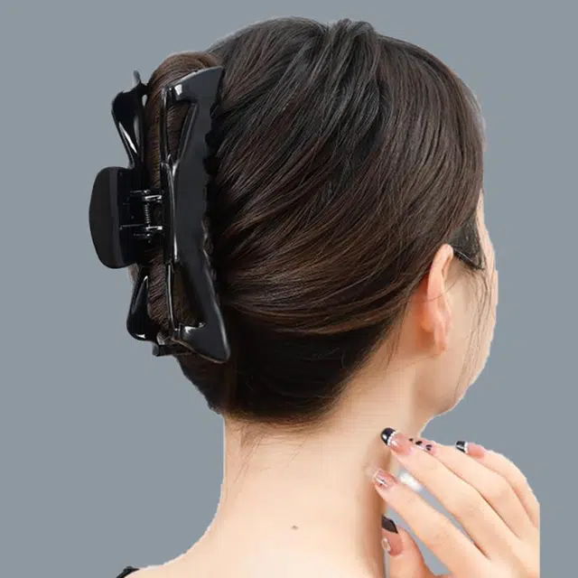 左欧 大号后脑勺发量多盘发洗澡大夹子黑色厚头发鲨鱼夹 发夹 女款