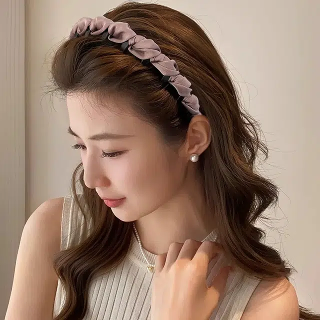 左欧 黑色高颅顶绝美带齿蓬松高级感 布艺 发箍 女款