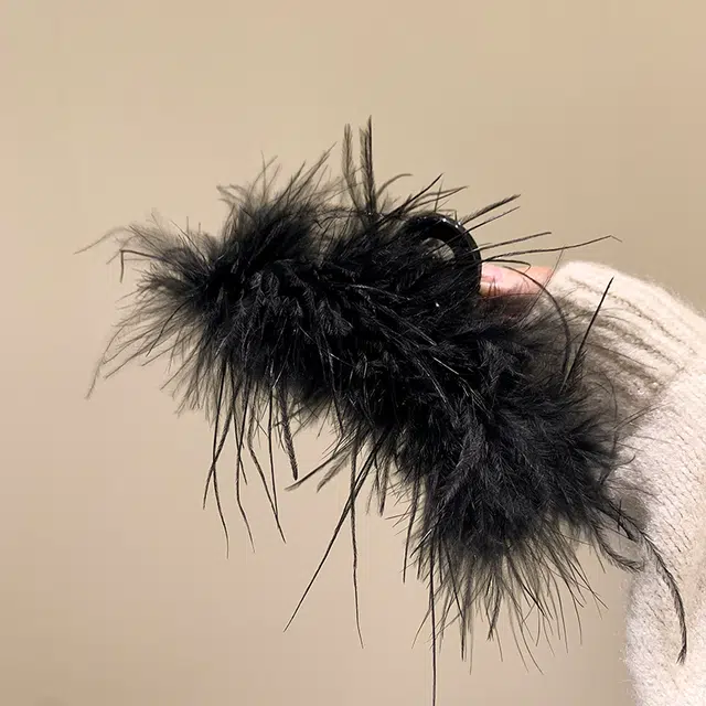 左欧 羽毛抓夹大号后脑勺辣妹鸡窝头鲨鱼夹 发夹 女款