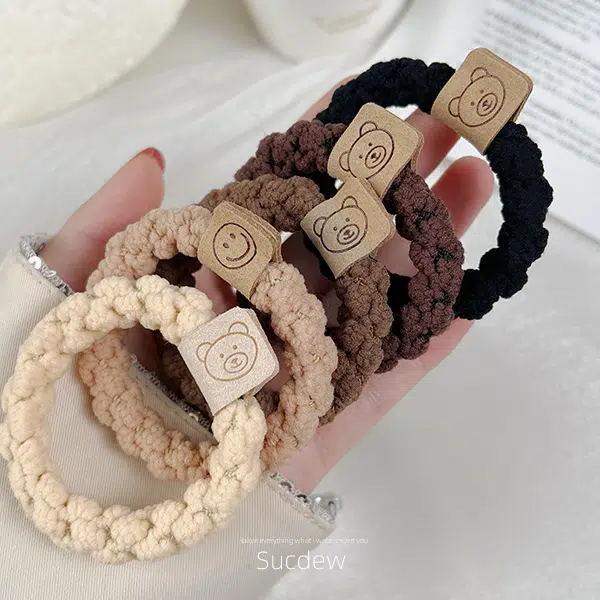 左欧 森系小熊头绳扎丸子头的发绳头绳新款高端橡皮筋四季可用高弹力不伤发头饰发绳发饰 发圈 女款