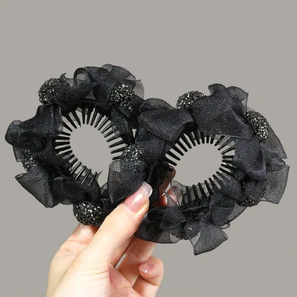 左欧 丸子头盘发高马尾蝴蝶结 发夹 女款