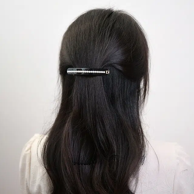 左欧 半扎高级感后脑勺发量少小珍珠韩式一字夹弹簧 发夹 女款