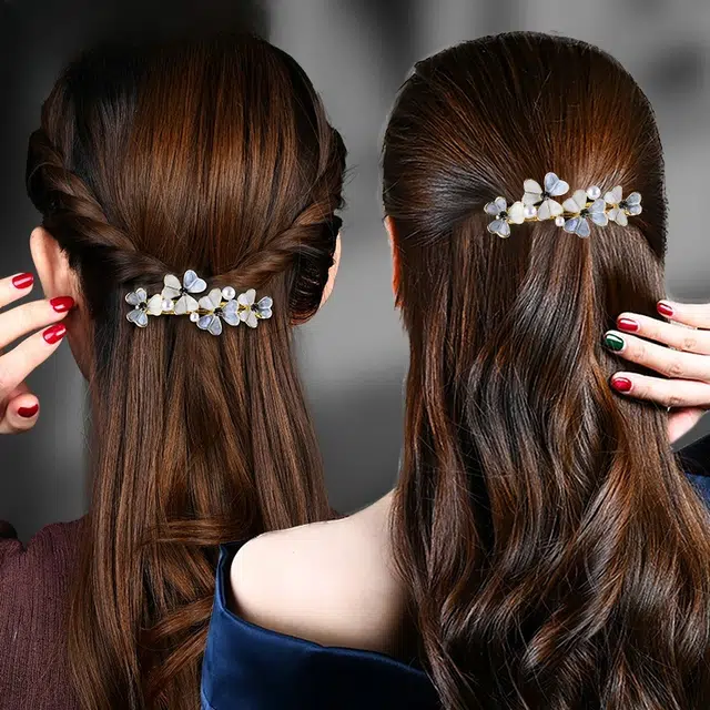 左欧 高端后脑勺弹簧夹气质顶夹发卡小号一字夹 发夹 女款