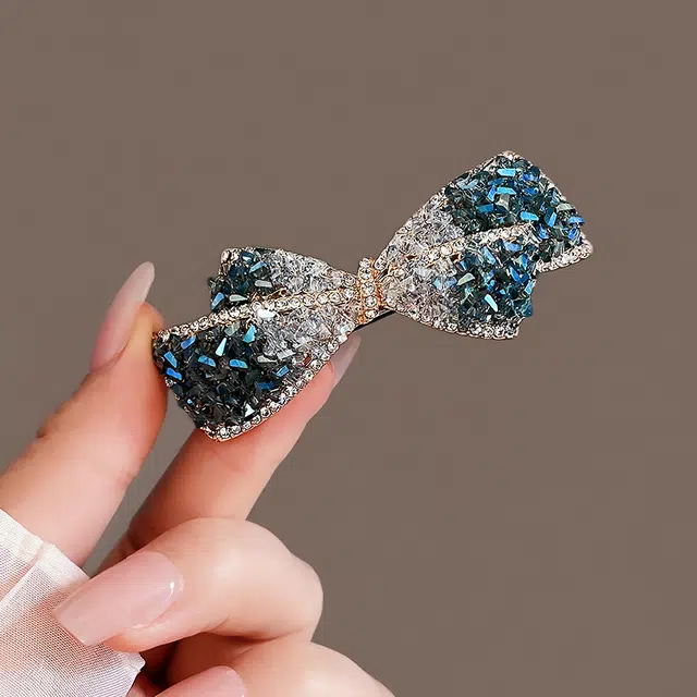 左欧 蝴蝶结优雅大气半扎发一字夹 后脑勺发卡小夹子发量少头饰#好运 合金 发夹 女款