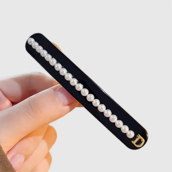 左欧 半扎高级感后脑勺发量少小珍珠韩式一字夹弹簧 发夹 女款