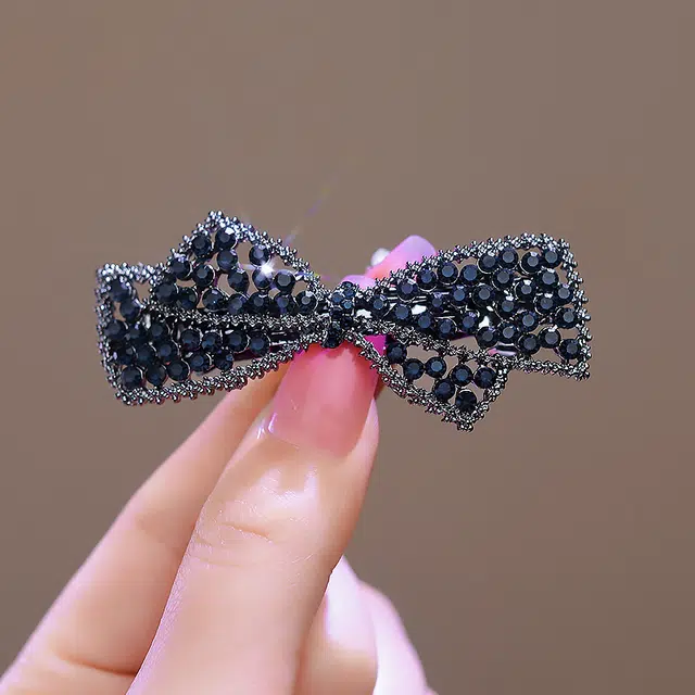 左欧 蝴蝶结优雅大气半扎发一字夹 后脑勺发卡小夹子发量少头饰#好运 合金 发夹 女款