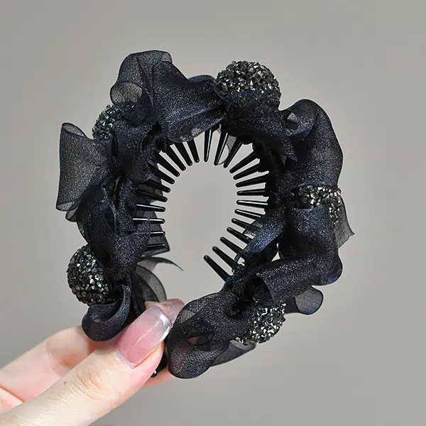 左欧 丸子头盘发高马尾蝴蝶结 发夹 女款