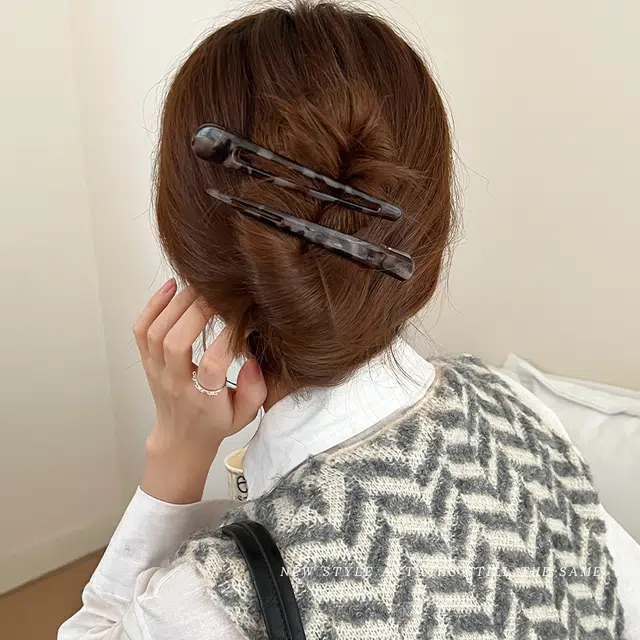 左欧 豹纹刘海前额侧边顶鸭嘴无痕化妆洗脸 亚克力 发夹 女款