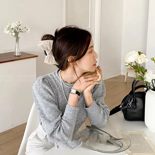 左欧 蝴蝶结双面黑色在逃公主高级感 亚克力 发夹 女款