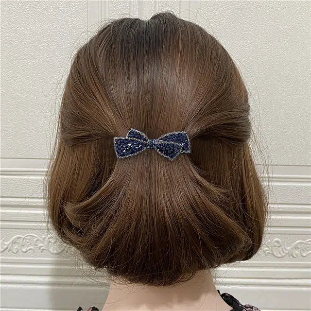 左欧 蝴蝶结优雅大气半扎发一字夹 后脑勺发卡小夹子发量少头饰#好运 合金 发夹 女款