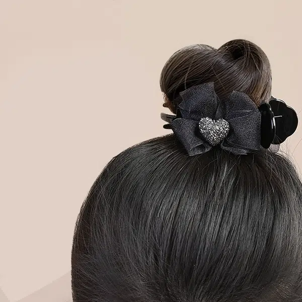 左欧 高级感丸子头水钻爱心蝴蝶结盘发固定神器 发夹 女款