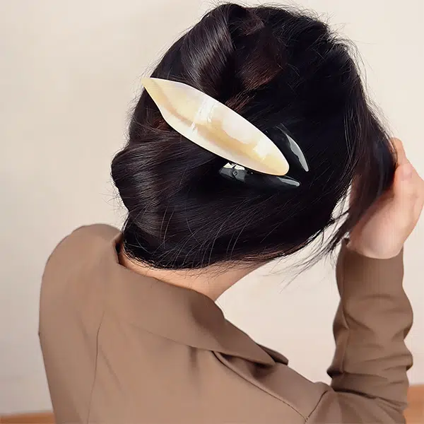 左欧 法式复古盘发鸭嘴夹一字夹后脑勺大号新款头发固定神器醋酸高级感抓夹子头饰 发夹 女款