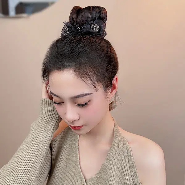左欧 丸子头盘发高马尾蝴蝶结 发夹 女款