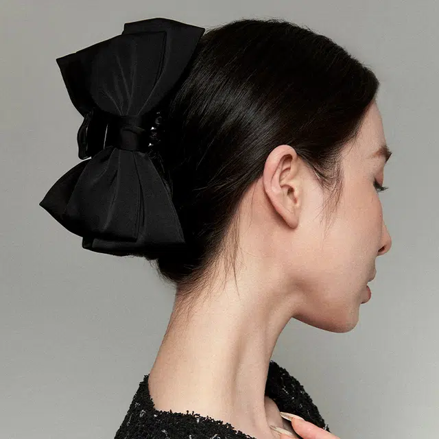 左欧 蝴蝶结双面黑色在逃公主高级感 亚克力 发夹 女款